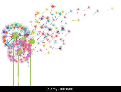 Dandelions in the wind illustration Stock Vector