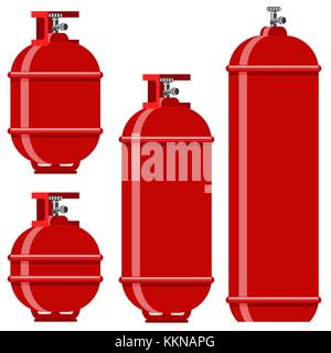 Red Gas Tank Icon Set Stock Vector