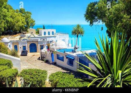 View of seaside resort  Sidi Bou Said. Tunisia, North Africa Stock Photo