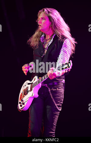 HOLLYWOOD FL - AUGUST 05: Joel Hoekstra, Reb Beach and Michael Devin of Whitesnake perform at Hard Rock Live held at the Seminole Hard Rock Hotel & Casino on August 5, 2015 in Hollywood, Florida  People:  Joel Hoekstra Stock Photo