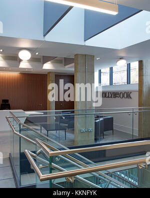 Interior view towards reception. 19 Queen Elizabeth Street, London, United Kingdom. Architect: Burwell Deakins Architects, 2016. Stock Photo