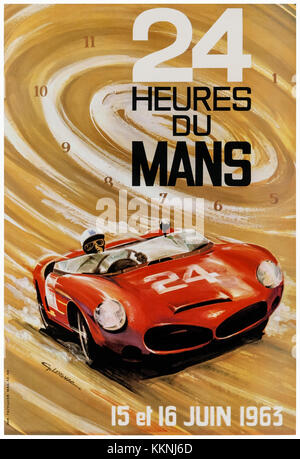 24 Heures du Mans 15 et 16 Juin 1963' poster illustrated by G