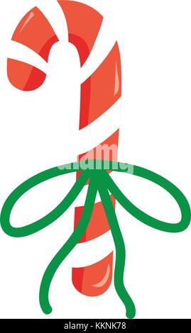 colorful sweet walking stick with ribbon bow design Stock Vector