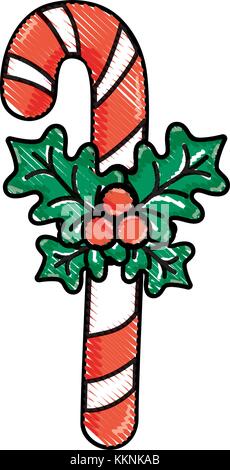 grated sweet walking stick christmas decoration Stock Vector