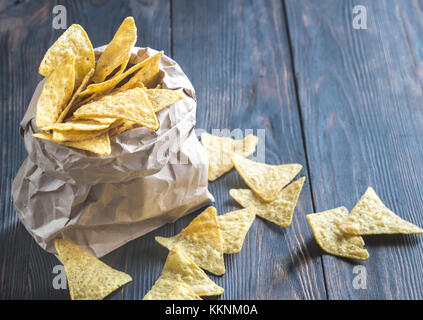 Nachos in the paper bag Stock Photo