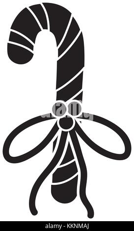 contour sweet walking stick with ribbon bow design Stock Vector
