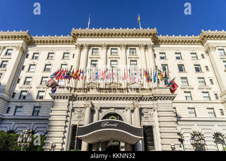 Fairmont, 5-star luxury hotel, Nob Hill, historic architecture, Downtown, San Francisco, California, USA Stock Photo