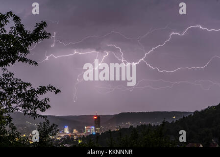 Thunderstorm over Jena, Thuringia, Germany Stock Photo