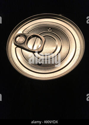 Topp can of pop with pop open ring. Stock Photo