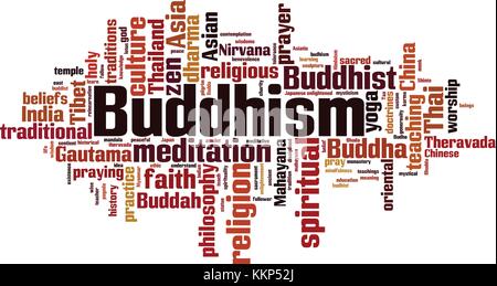 Buddhism word cloud concept. Vector illustration Stock Vector