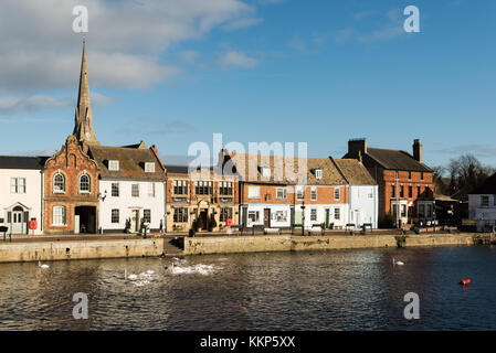 A view of quayside in St Ives Cambridgeshire Uk  by the River Great Ouse on a sunny winter day Stock Photo