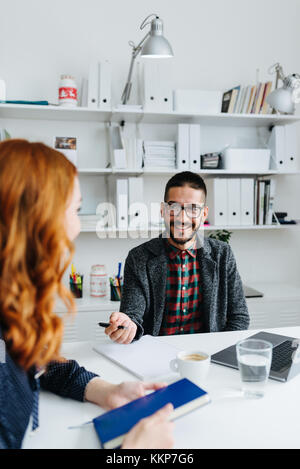 Human resources manager interviewing job candidate Stock Photo