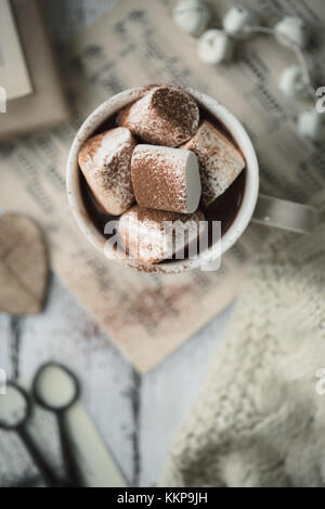 Hot chocolate with marshmallows Stock Photo