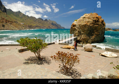 Coast, sea, Anaga mountains near Almaciga, Tenerife, Canary Islands, Spain Stock Photo