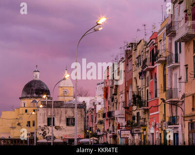 Procida in the evening light after sunset Stock Photo