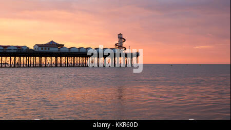 Sunset view of Herne Bay Pier, Herne Bay, Kent, UK. Stock Photo
