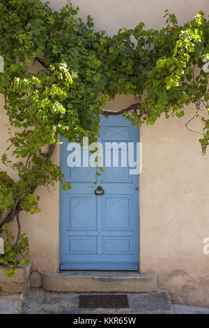 Wild wine on old wall of a house, Provence, the South of France Stock Photo