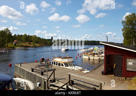 Boats in the harbour, Lennartsfors by the Dalsland Canal, on Lelång Lake, Dalsland, Värmlands län, Sweden