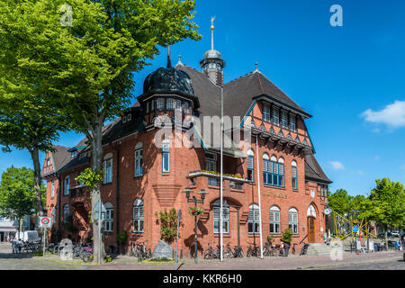 Burg on Fehmarn, island of Fehmarn, Schleswig-Holstein, Germany, city hall on the marketplace of Burg on Fehmarn by architect Carl Voss from Kiel. Stock Photo
