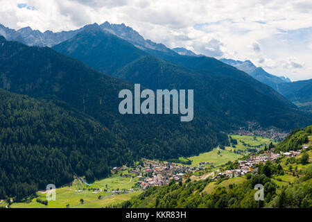 Walking along the paths of the Sun Valley Europe, Italy, Trentino region, Trento district, Sun valley, Ortisè city Stock Photo