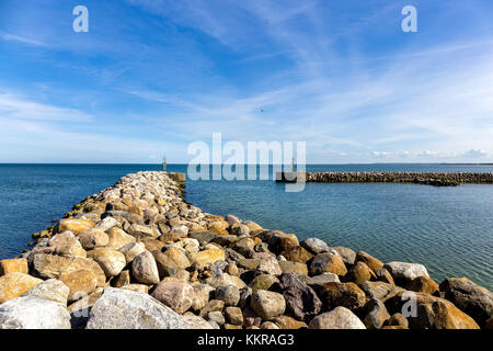 The harbor of the little danish village Aalbæk near Skagen in the Area of Kattegat Stock Photo