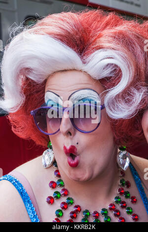 England, London, London Pride Festival Parade, Drag Queen Stock Photo