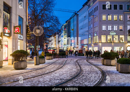 Germany, Bavaria, Munich, Theatiner Strasse shopping district, evening Stock Photo