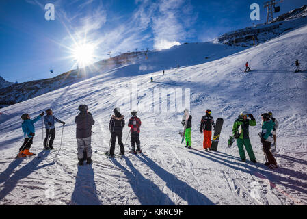 Austria, Tyrol, Otztal, Solden, Gaislachkogl ski mountain, middle station, elevation 2174 meters, winter Stock Photo
