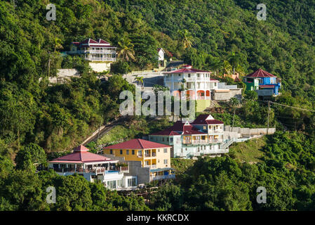 British Virgin Islands, Tortola, Cane Garden Bay, elevated view Stock Photo