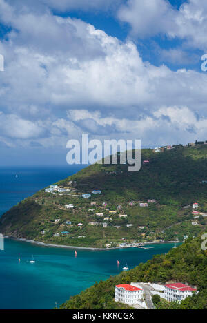 British Virgin Islands, Tortola, Cane Garden Bay, elevated view Stock Photo