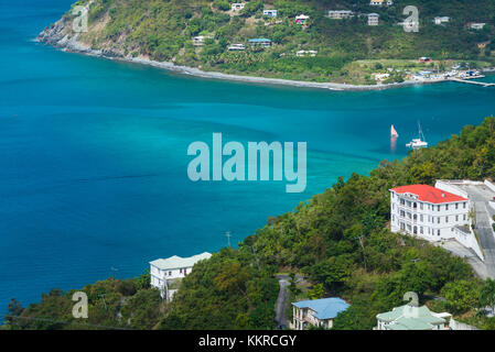 British Virgin Islands, Tortola, Cane Garden Bay, elevated view Stock Photo