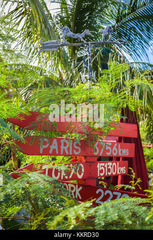 French West Indies, St-Martin, Grand Case, Gourmet Capital of the Caribbean, streetsigns Stock Photo