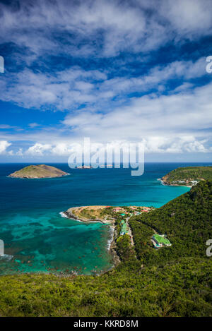 French West Indies, St-Barthelemy, Anse des Flammands, Anse des Flamands bay, elevated view Stock Photo