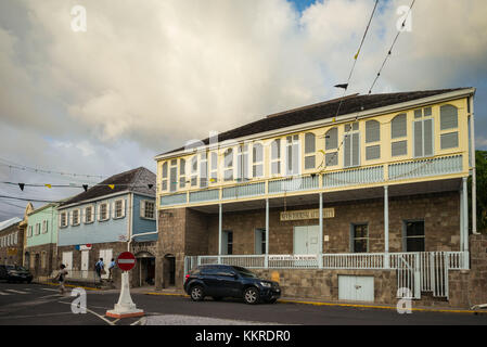 St. Kitts and Nevis, Nevis, Charlestown, town buidlings Stock Photo