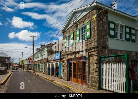 St. Kitts and Nevis, Nevis, Charlestown, town buildings Stock Photo