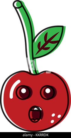 cherry yelling talking fruit kawaii icon image  Stock Vector