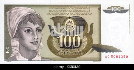 HD Yugoslav 100 dinar 1991 front Stock Photo