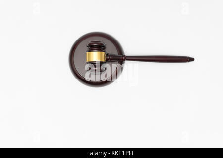 Wooden judge gavel on white background Stock Photo