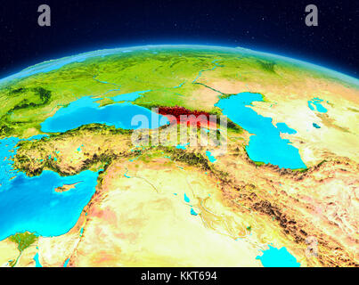 Satellite View Of Georgia Highlighted In Red On Planet Earth 3d Illustration Kkt694 