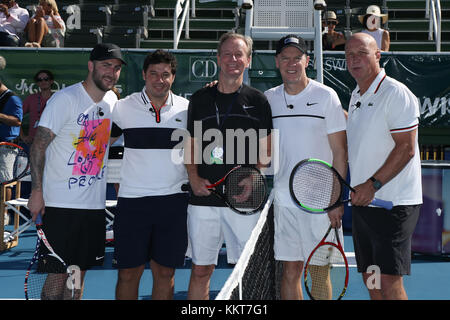 DELRAY BEACH, FL - NOVEMBER 04:  Guests participates in the 28th Annual Chris Evert/Raymond James Pro-Celebrity Tennis Classic at Delray Beach Tennis Center on November 4, 2017 in Delray Beach, Florida.  People:  Guests Stock Photo