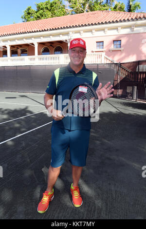 BOCA RATON, FL - NOVEMBER 03:  Luke Jensen playing Tennis at The Boca Raton Resort Tennis Center for the 27th Annual Chris Evert/Raymond James Pro-Celebrity Tennis Classic, on November 3, 2017 in Boca Raton, Florida.  People:  Luke Jensen Stock Photo