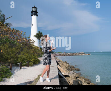 KEY BISCAYNE, FL - APRIL 01: Johanna Konta of Great Britain poses during a photo shoot after she defeated Caroline Wozniacki of Denmark in the woman's final on Day 13 of the Miami Open on April 1, 2017 in Key Biscayne, Florida.    People:  Johanna Konta Stock Photo