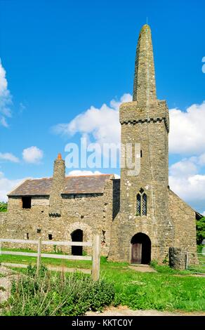 The mediaeval church of St. Illtyd's on the monastic community Caldey Island off the Pembrokeshire coast near Tenby, Wales, UK Stock Photo