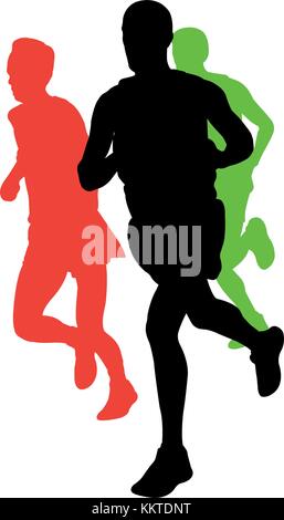 marathon runners with space for text - vector Stock Vector