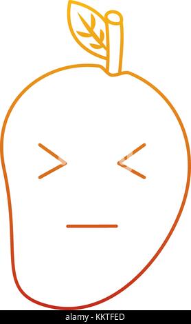 kawaii mango fruit cartoon character facial expression Stock Vector