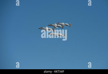 A-10 Thunderbolt II 'Warthogs' flying in formation at 'Gowen Thunder 2017 Airshow' in Boise Idaho October 14 2017 Stock Photo