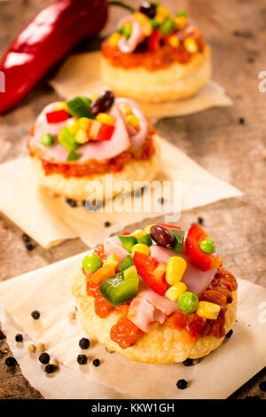 Selective focus on the front of mini sandwich Stock Photo