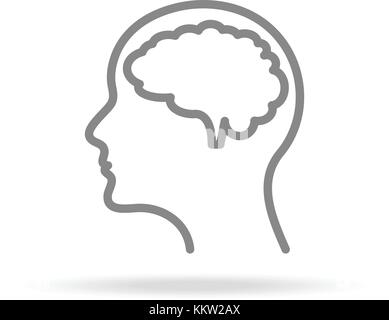 Human Brain, Neurology Icon In Trendy Thin Line Style Isolated On White Background. Medical Symbol For Your Design, Apps, Logo, UI. Vector Illustration. Stock Vector