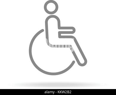 Disabled Icon In Trendy Thin Line Style Isolated On White Background. Medical Symbol For Your Design, Apps, Logo, UI. Vector Illustration. Stock Vector