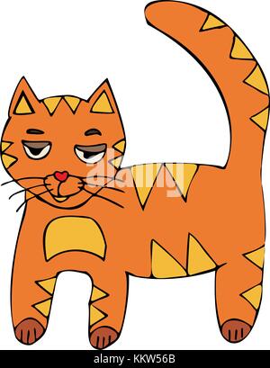 Cat vector red-headed kitten cartoon colored illustration sketch animal Stock Vector